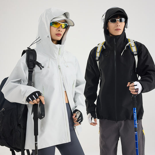 Damen Leichte technische Regenjacke im Oversize-Utility-Schnitt mit verstellbarer Kapuze Nord Taschen