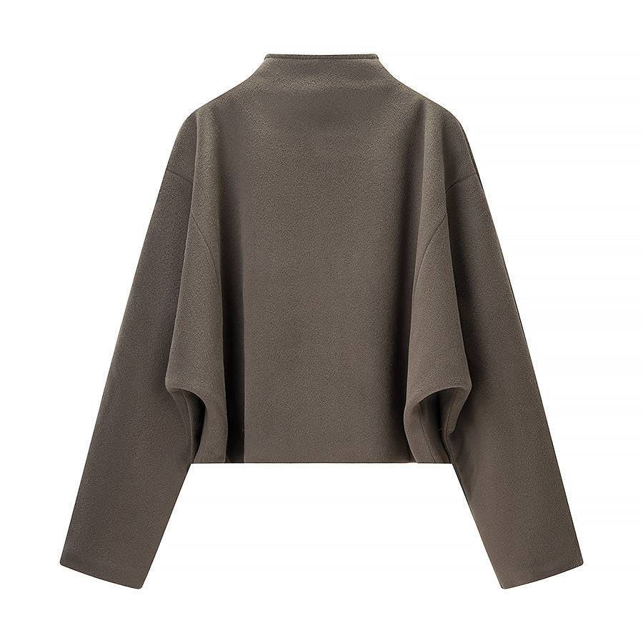 Damen kurz geschnittene Fleecejacke mit Stehkragen und durchgehendem Reißverschluss Nord Taschen