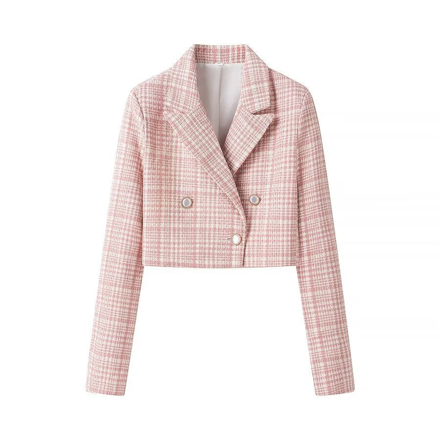 Damen Kurzblazer im Bouclé‑Tweed mit Reverskragen und Zierknöpfen Nord Taschen