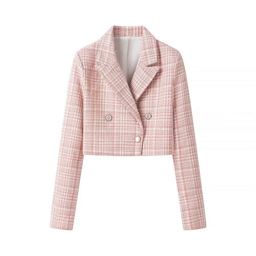 Damen Kurzblazer im Bouclé‑Tweed mit Reverskragen und Zierknöpfen Nord Taschen