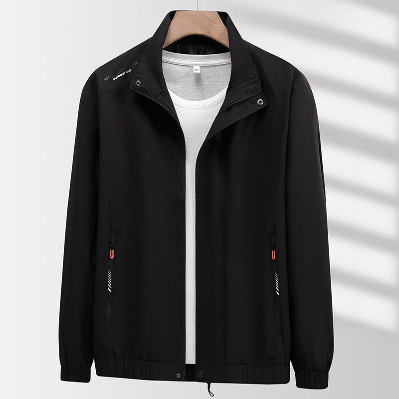 Herren Leichte atmungsaktive Windjacke mit Stehkragen, Reißverschlusstaschen und Kordelzug Saum Nord Taschen