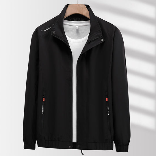Herren Leichte atmungsaktive Windjacke mit Stehkragen, Reißverschlusstaschen und Kordelzug Saum Nord Taschen