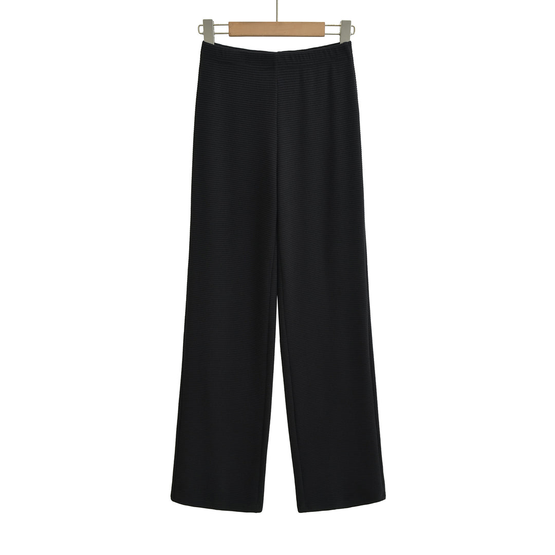 Damen Weite Strickhose mit Waffelstruktur und hohem Bund Nord Taschen