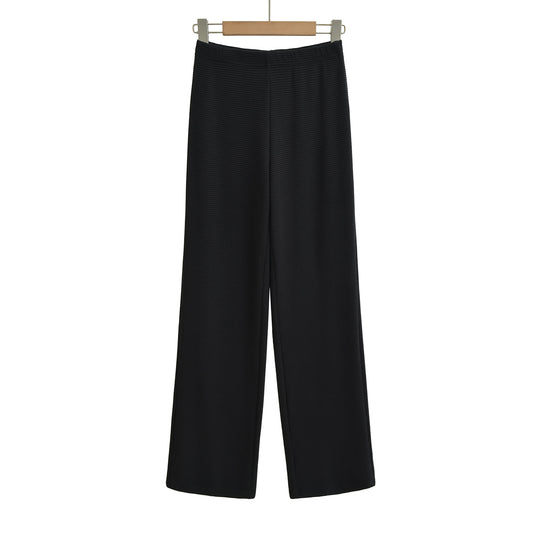 Damen Weite Strickhose mit Waffelstruktur und hohem Bund Nord Taschen