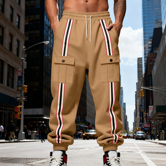 Herren Cargo-Jogginghose im Urban-Streetwear-Look mit Kontraststreifen und Klappentaschen Nord Taschen