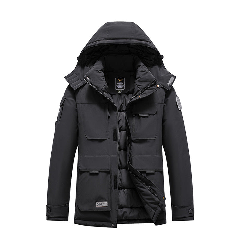 Herren Isolierter Field-Parka mit Kapuze, Mehrfach-Utility-Taschen und winddichter Shell Nord Taschen