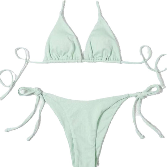 Damen Triangel-Bikini mit seitlichem Knoten und verstellbaren Trägern