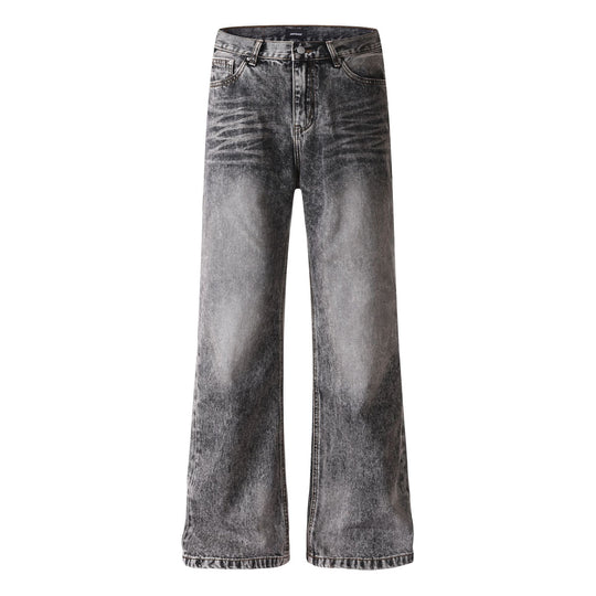 Damen weite Cropped-Jeans mit hoher Taille und Used-Effekt Nord Taschen