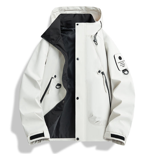 Herren Atmungsaktive Softshell‑Kapuzenjacke mit Utility‑Ärmeltasche und D‑Ring Nord Taschen