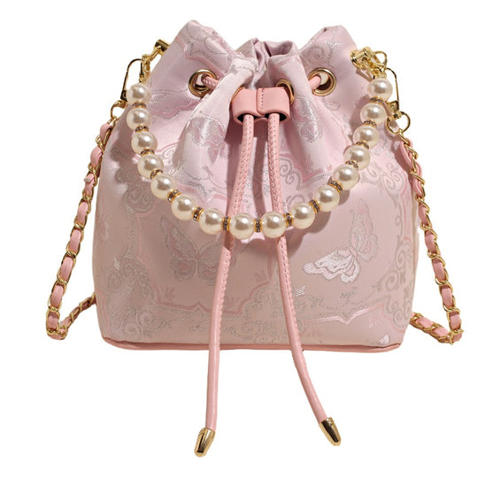 Damen Umhängetasche mit luxuriösem Perlenbesatz und floralen Details Nord Taschen