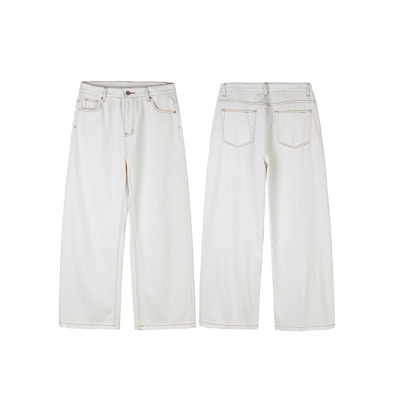 Damen Weite High-Waist Culotte-Jeans mit sichtbaren Kontrastnähten Nord Taschen