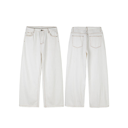 Damen Weite High-Waist Culotte-Jeans mit sichtbaren Kontrastnähten Nord Taschen