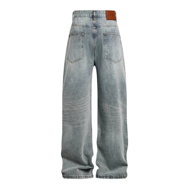 Damen Weite hochgeschnittene Palazzo-Jeans mit Destroyed-Kniepartie Nord Taschen