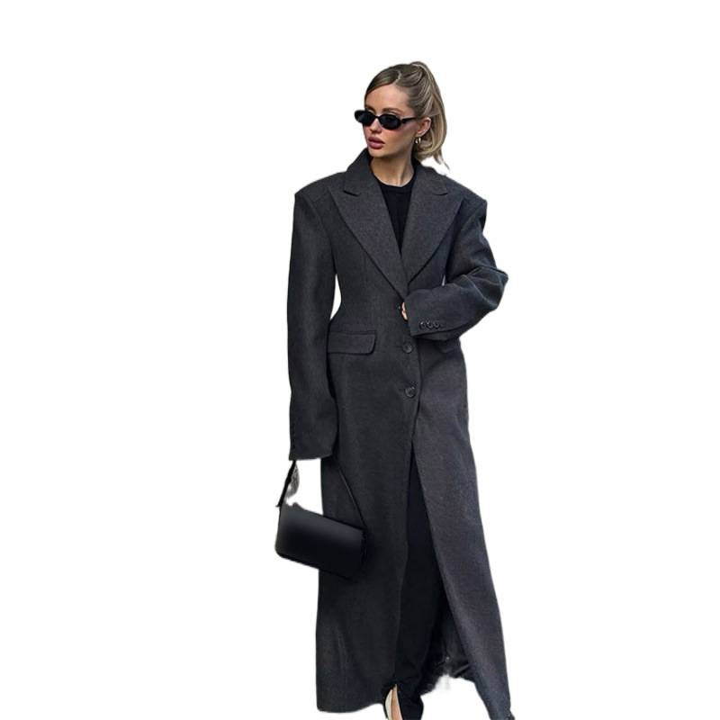 Damen Maxi-Wollmantel mit Oversized-Schnitt und strukturierter Schulterpartie Nord Taschen
