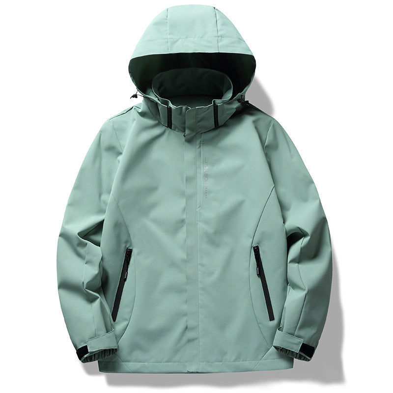 Herren technische Softshell Regenjacke mit Kapuze, wind- und wasserabweisender Membran und verdeckten Reißverschlüssen Nord Taschen