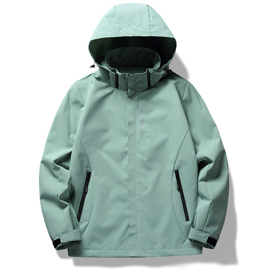 Herren technische Softshell Regenjacke mit Kapuze, wind- und wasserabweisender Membran und verdeckten Reißverschlüssen Nord Taschen