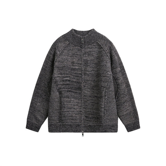 Unisex Grobstrick-Zipjacke mit hohem Stehkragen und Zwei-Wege-Reißverschluss Nord Taschen