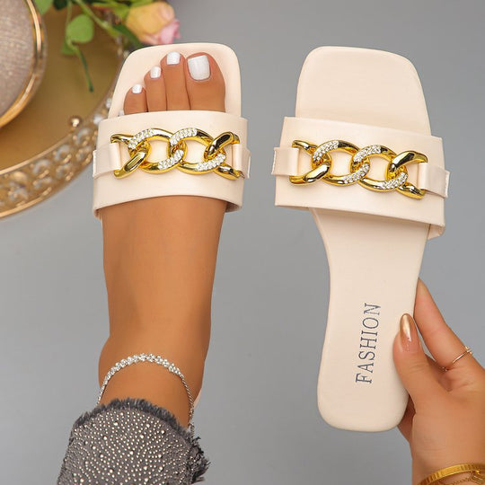 Damen Komfortable Sandalen mit funkelndem Kettenakzent