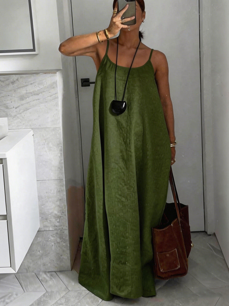 Damen luftiges Leinen-Maxikleid Nord Taschen
