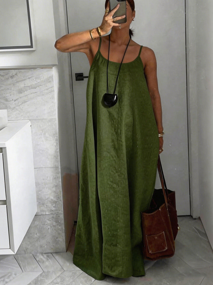 Damen luftiges Leinen-Maxikleid Nord Taschen