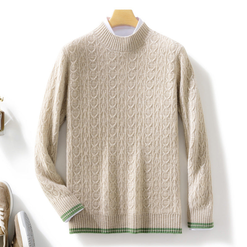 Damen Feinstrickpullover mit Zopfmuster, kurzem Stehkragen und gerippten Abschlüssen Nord Taschen