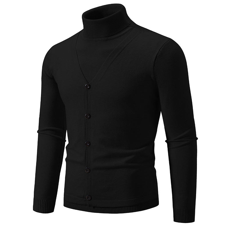 Herren Feiner Rollkragenpullover mit dekorativer Knopfleiste und schmaler Silhouette Nord Taschen