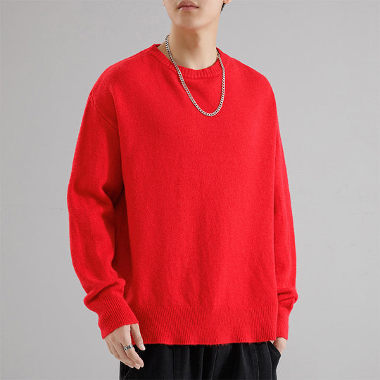 Herren Oversize Rundhalspullover aus weichem Feinstrick Nord Taschen
