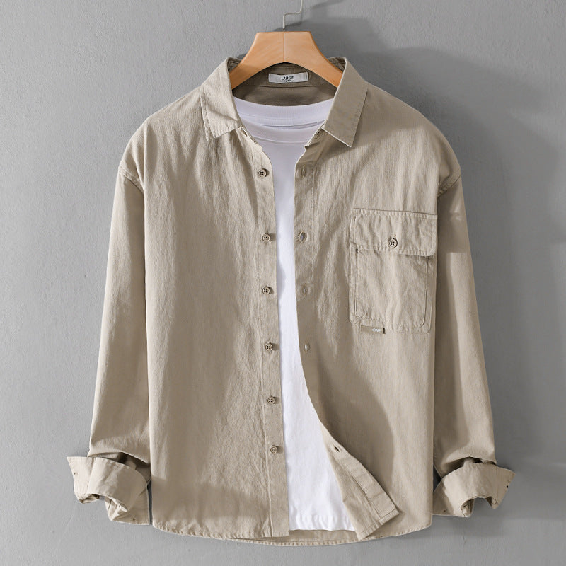 Herren Vielseitiges Baumwoll-Overshirt mit aufgesetzter Klappentasche und entspanntem Schnitt Nord Taschen