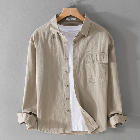 Herren Vielseitiges Baumwoll-Overshirt mit aufgesetzter Klappentasche und entspanntem Schnitt Nord Taschen