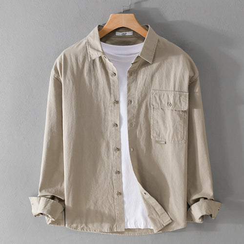 Herren Vielseitiges Baumwoll-Overshirt mit aufgesetzter Klappentasche und entspanntem Schnitt Nord Taschen