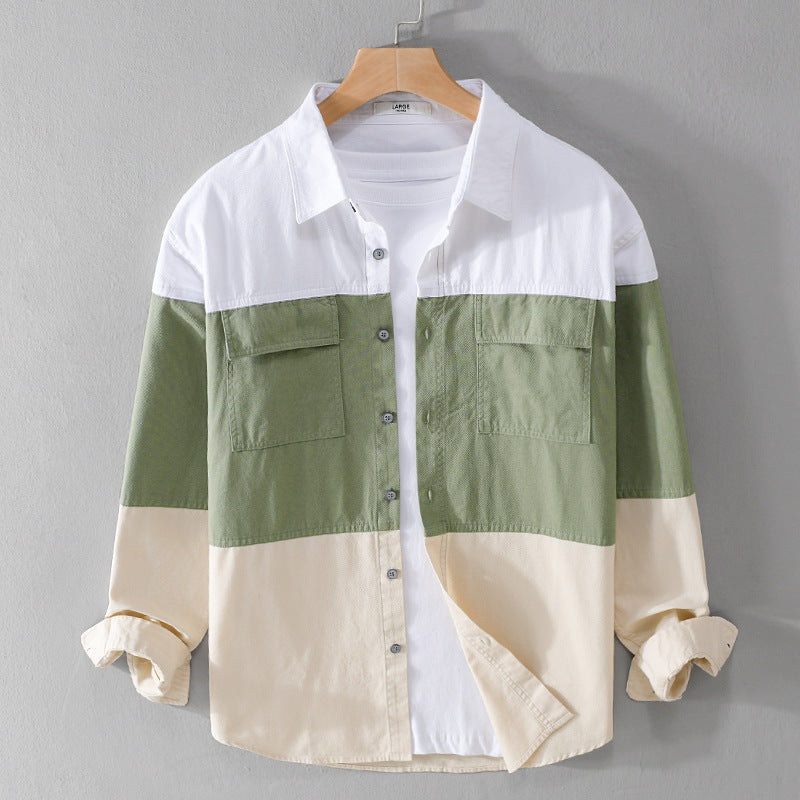 Herren Colorblock-Overshirt im Hemdjackenstil mit Brusttaschen und Relaxed-Fit Nord Taschen