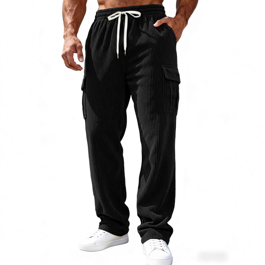 Herren Gerippte Cargo-Freizeithose mit Tunnelzug und Elastikbund Nord Taschen