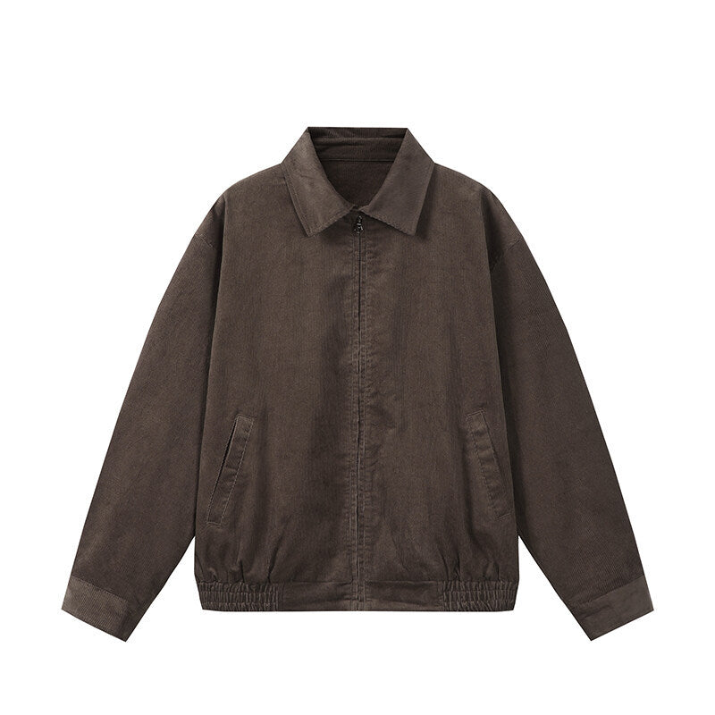 Herren Kastig geschnittene Cord-Blousonjacke mit verdecktem Reißverschluss und elastischem Saum Nord Taschen