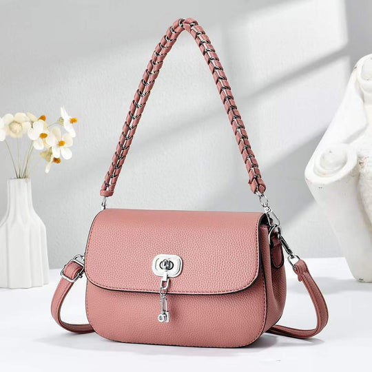 Damen elegante Umhängetasche mit strukturierter Oberfläche und geflochtenem Schulterriemen Nord Taschen