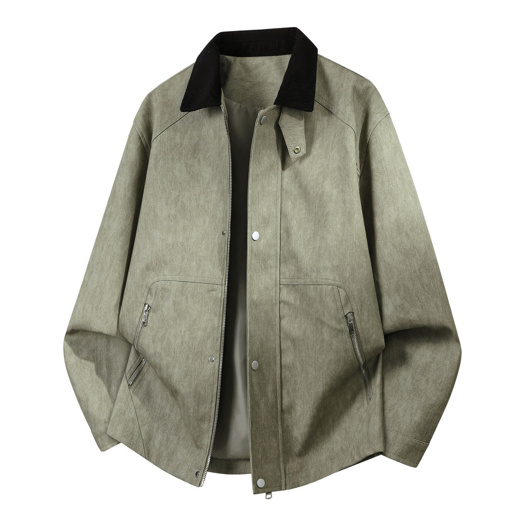 Herren Robuste Kunstleder‑Bomberjacke mit Cordkragen, Zwei‑Wege‑Reißverschluss & Reißverschluss‑Taschen Nord Taschen