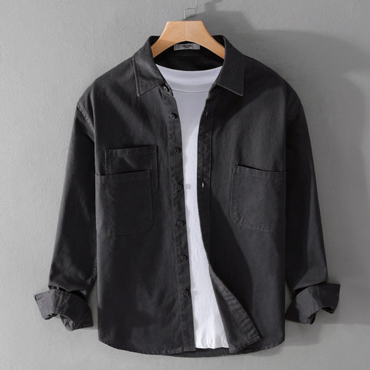 Herren Utility-Overshirt aus Baumwoll-Twill mit doppelten Brusttaschen und legerem Schnitt Nord Taschen