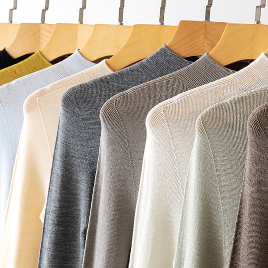 Damen Feinstrick-Longsleeve mit kurzem Stehkragen und schlanker Silhouette Nord Taschen
