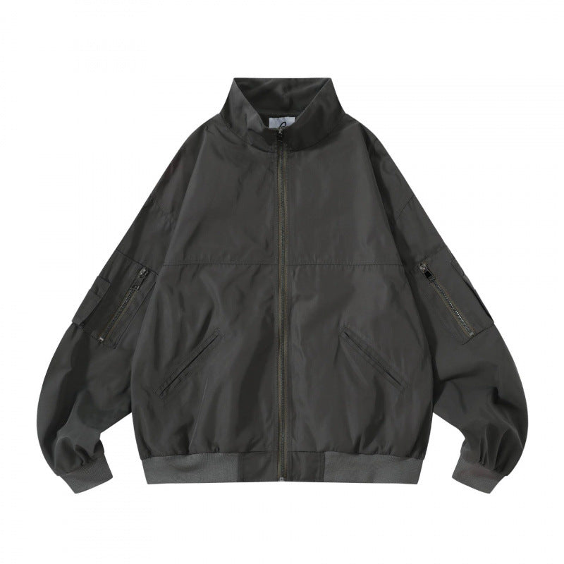 Unisex Kastige Utility-Bomberjacke mit Stehkragen, Reißverschluss und Ärmel-Taschen Nord Taschen