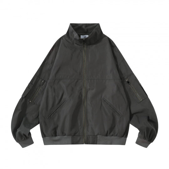 Unisex Kastige Utility-Bomberjacke mit Stehkragen, Reißverschluss und Ärmel-Taschen Nord Taschen