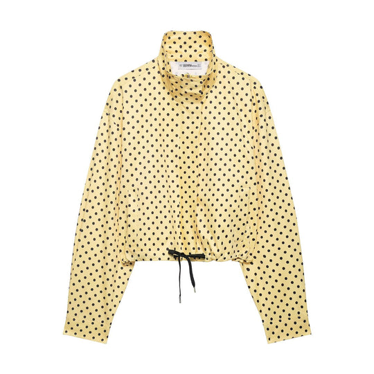 Damen Cropped-Übergangsjacke mit Polka-Dot, hohem Funnelkragen und Tunnelzug Nord Taschen