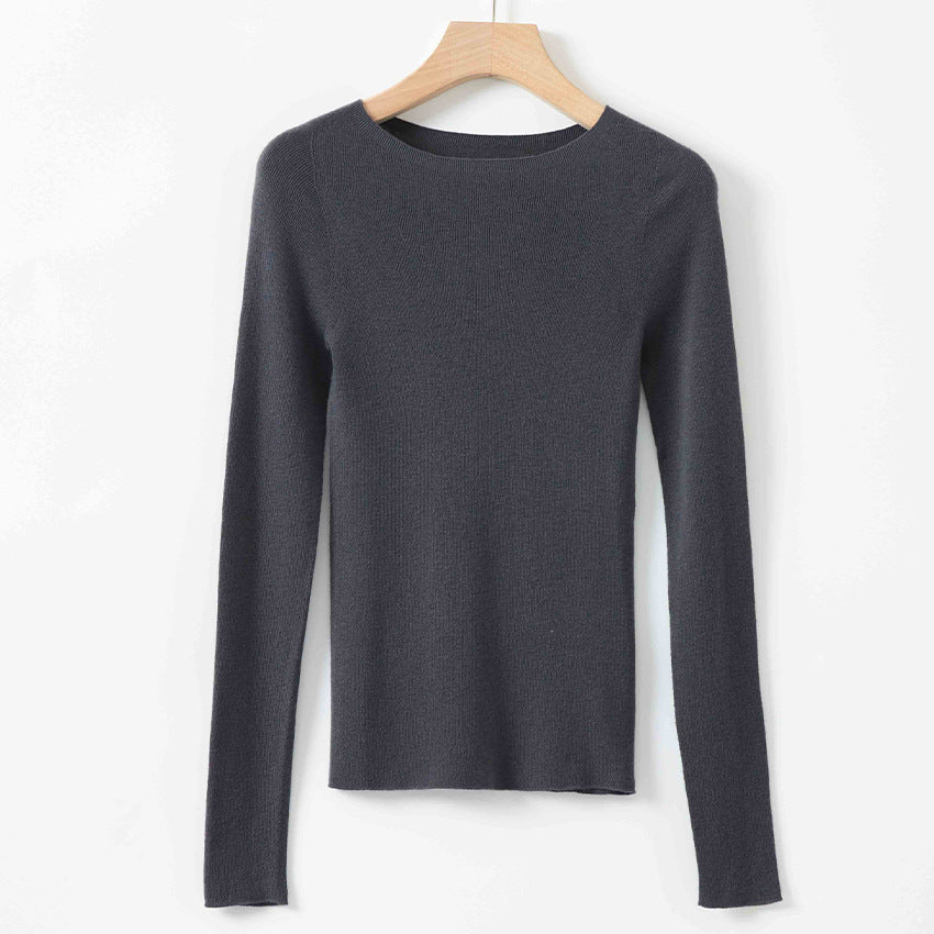 Damen Feiner Langarm-Feinstrickpullover mit U-Boot-Ausschnitt und figurbetonter Passform Nord Taschen