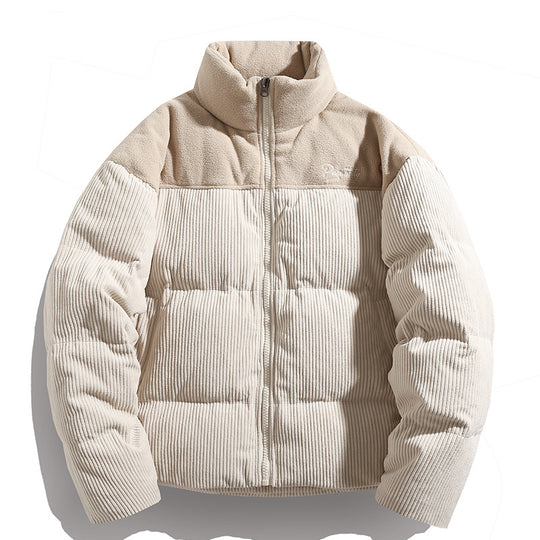 Unisex Kord-Steppjacke mit hoher Kragenlinie, gesteppter Wattierung und kontrastierender Schulterpasse Nord Taschen