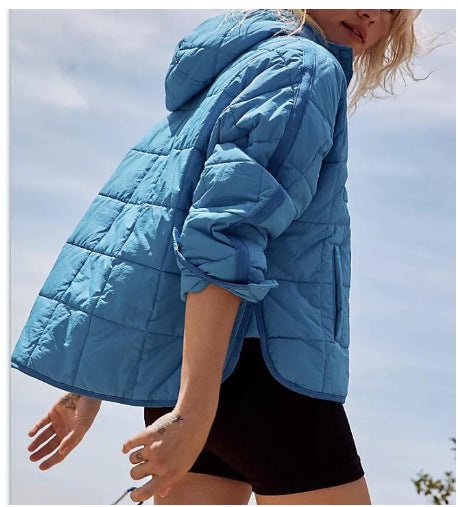 Damen Gefütterter Stepp-Anorak-Pullover mit Kapuze Nord Taschen