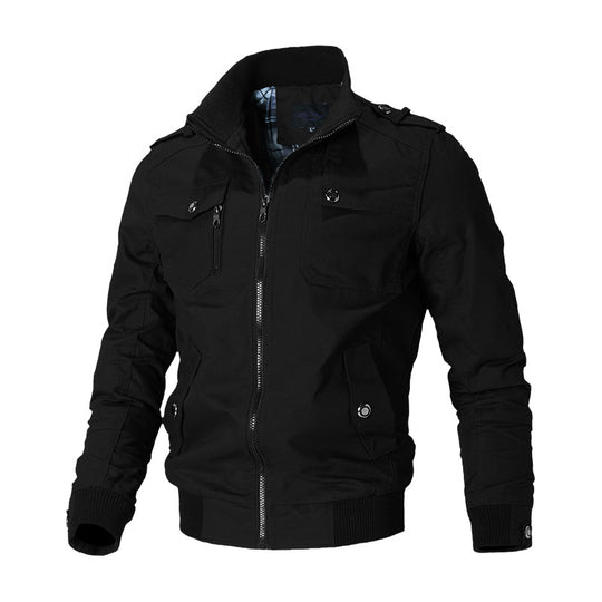 Herren Kurzjacke im Military-Stil mit Reißverschluss, Rippkragen und Schulterklappen Nord Taschen