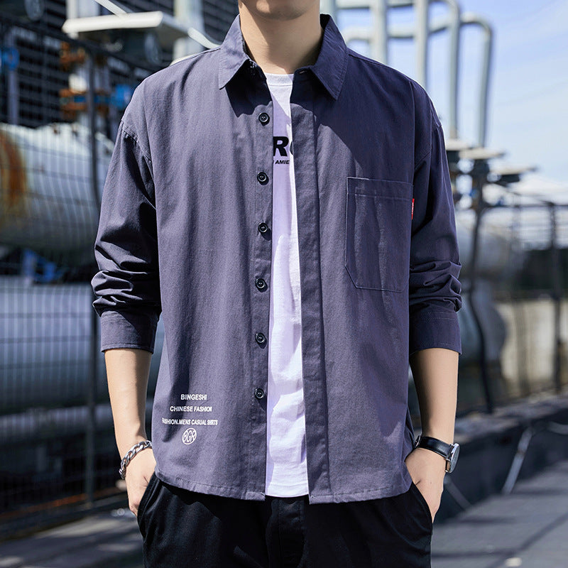 Herren Oversized-Hemdjacke im Casual-Worker-Stil mit Brusttasche und durchgehender Knopfleiste Nord Taschen