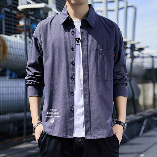 Herren Oversized-Hemdjacke im Casual-Worker-Stil mit Brusttasche und durchgehender Knopfleiste Nord Taschen