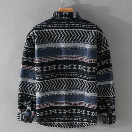 Herren Gestricktes Hemd-Overshirt im geometrischen Muster Nord Taschen