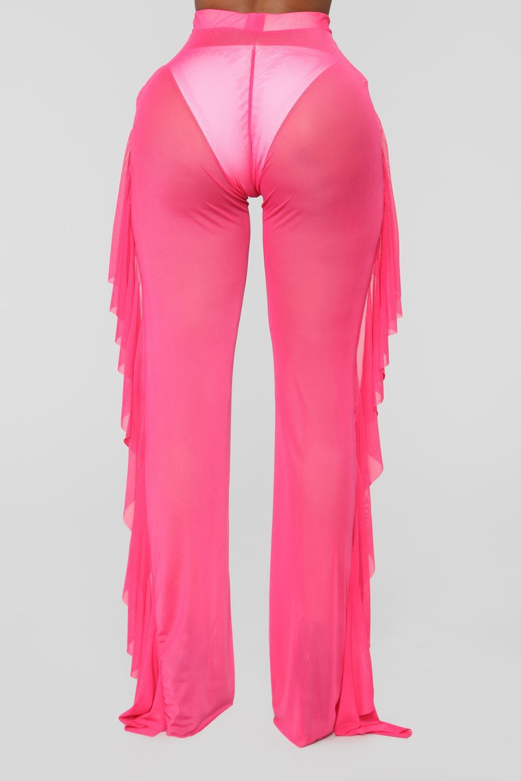 Damen Anziehbare Boho-Hosen mit Rüsche