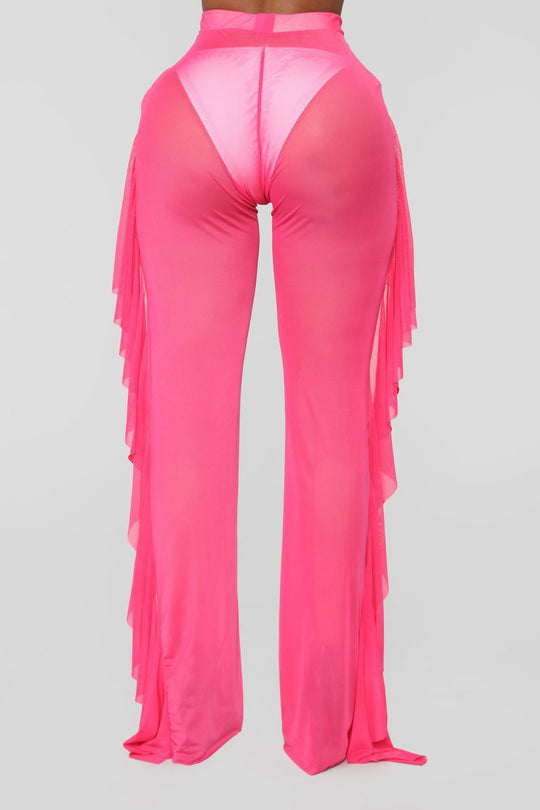 Damen Anziehbare Boho-Hosen mit Rüsche