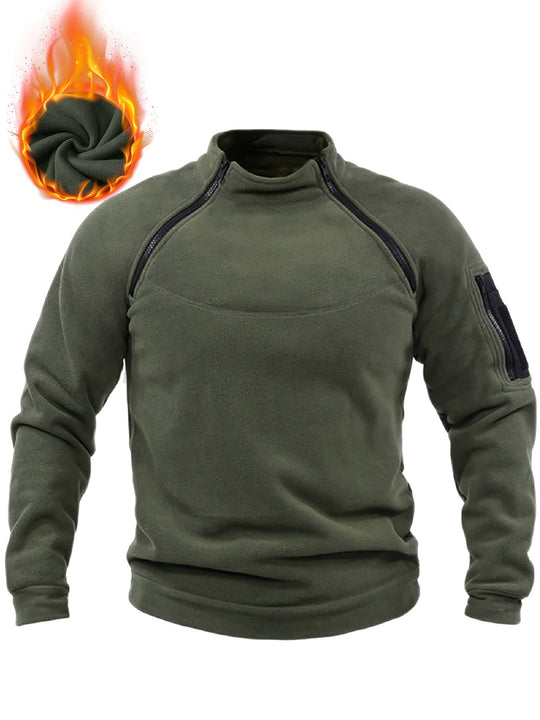 Herren Thermo-Fleecepullover mit Schulterreißverschlüssen, Stehkragen & Ärmel‑Utilitytasche Nord Taschen